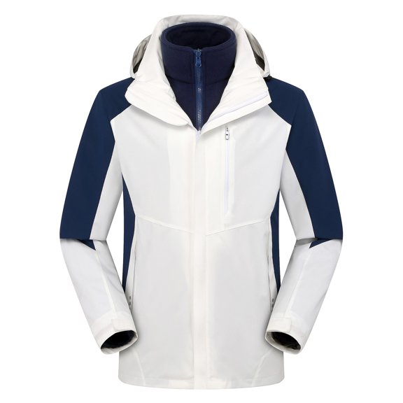 Drovellove Plus Size Unisex 3-in-1 Removable Sports Mountaineering Suit | Windproof Hooded Outdoor Jacket with Inner Layer | Versatile Sprinting & Hiking Coat for Cold Weather Adventures