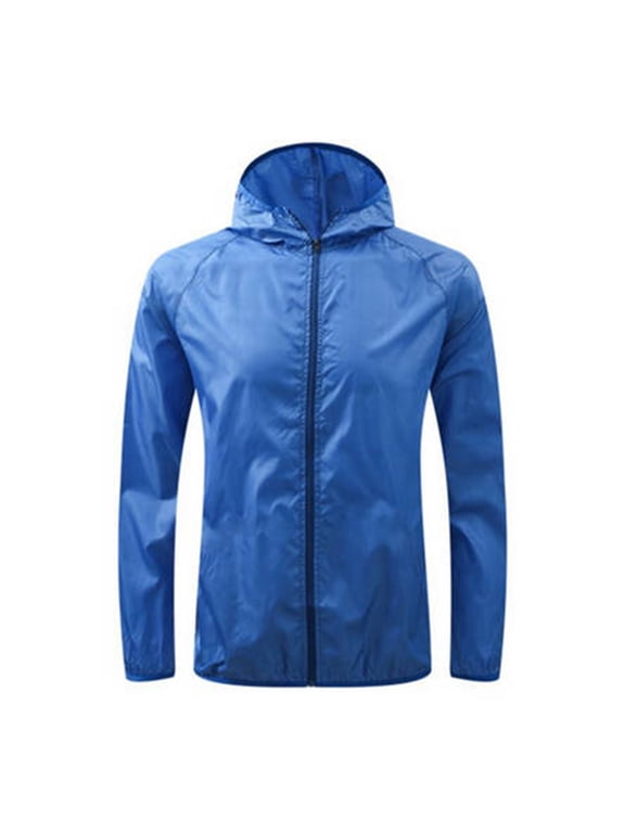 Plus Size Unisex Lightweight Packable Jacket for Outdoor Hiking Cycling Fishing - UPF 50+ Sun Protection Quick Dry Hooded Windbreaker for Travel Mountaineering