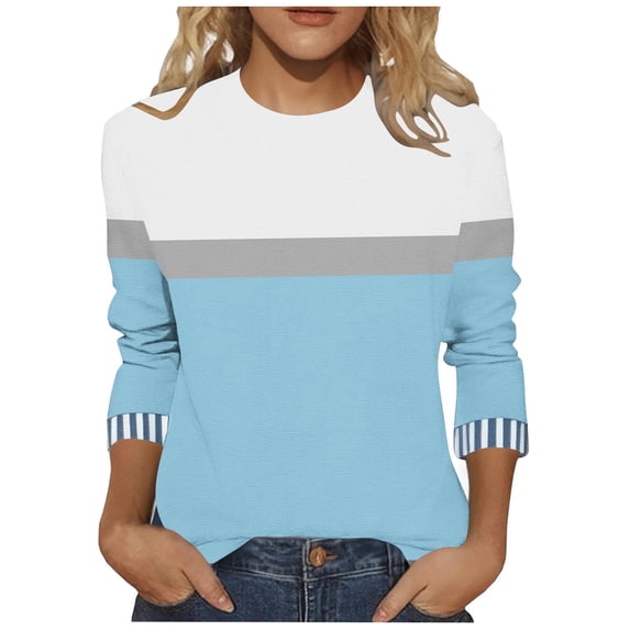 Drovellove Plus Size Women's Casual Loose Fit Printed V Neck T-Shirt 3/4 Sleeve Tops - Soft Blouse for Home or Office