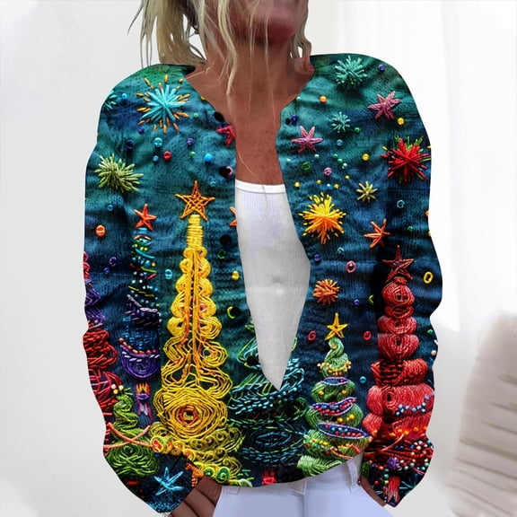 Drovellove Plus Size Women's Christmas Cardigan Sweater with Buttons – Casual Knitted Long Sleeve Jacket Coat, Lightweight Soft Holiday Layering Piece for Festive Gatherings, Cozy Winter Outings