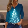 thumbnail image 1 of Drovellove Plus Size Women's V Neck Printed 3/4 Sleeve Blouse - Casual Button Down Top for Home or Office, 1 of 5