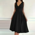 thumbnail image 1 of Drovellove Solid Color Cocktail Dresses for Women V Neck Sleeveless Midi Summer Dresses, Wrap Front A-Line Swing Casual Party Wedding Guest Evening Dress, 1 of 8