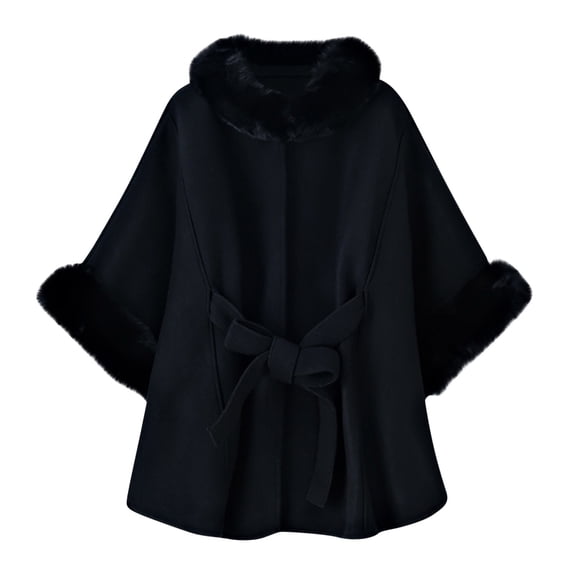 Drovellove Women's Cape Shawl Coat with Collar | Loose Fit Cloak Jacket for Cold Weather, Versatile Solid Color Outerwear for Shopping, Dating, Parties, and Casual Leisure Wear