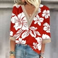 thumbnail image 1 of Drovellove Women's Casual 3/4 Length Sleeve Printed Blouse - V Neck Loose Fit Top for Home or Work, 1 of 5