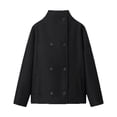 thumbnail image 1 of Drovellove Women's Double Breasted Wool Coat with Stand Collar | Loose Fit Long Sleeve Button Jacket for Casual Daily Wear, Layering Over Sweaters or Dresses, 1 of 3