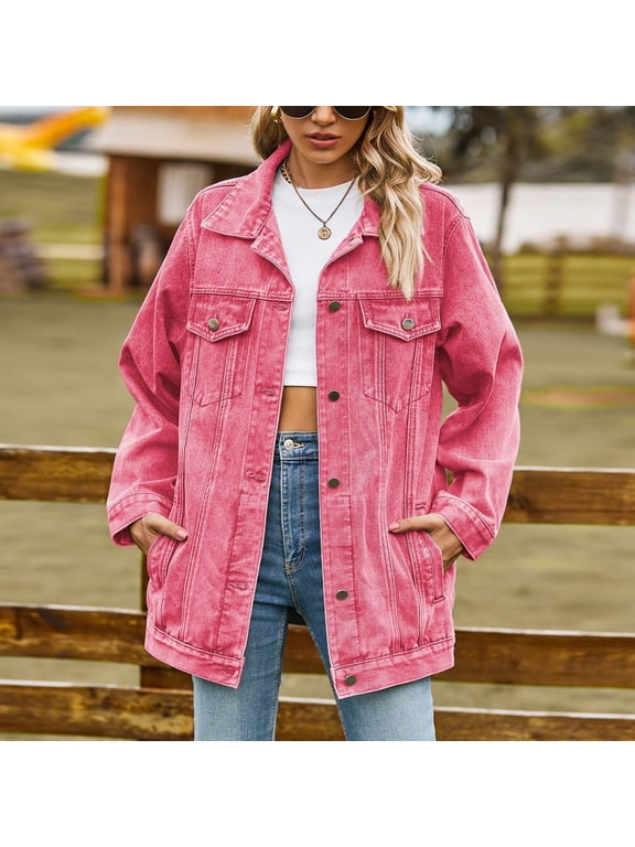 Women's Fashion Denim Jacket with Lapel Collar and Slimmer Fit Sleeve | Casual Daily Chore Jacket, Versatile Lightweight Layer for Spring Vacation Outings or Weekend City Strolls