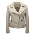 thumbnail image 1 of Drovellove Women's Faux Leather Motorcycle Jacket | Slim Fit Biker Jacket with Standing Collar for Casual Parties, Dates, and Night Out, 1 of 2