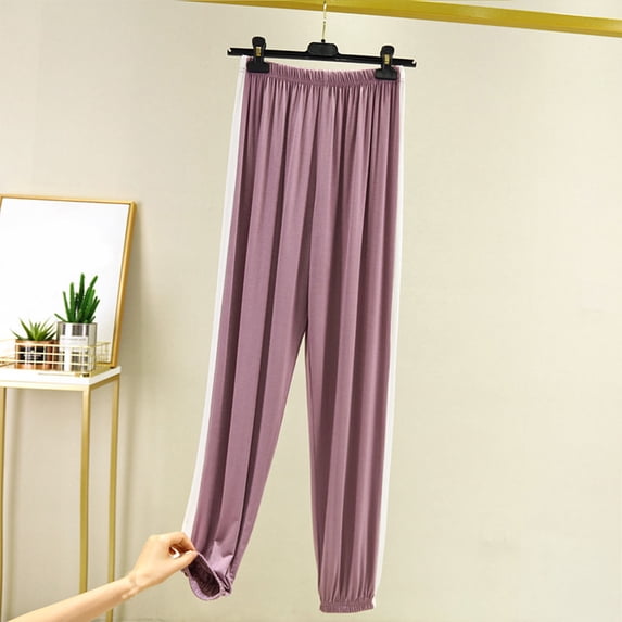 Drovellove Women's Fleece Pajama Pants with Elastic Waist - Cropped Pants Cozy Casual Lounge Bottoms for Relaxing at Home
