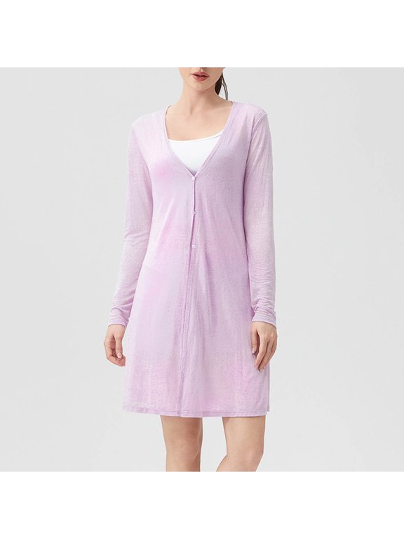 Women's Long Sleeve Button Down Cardigan Coat - Breathable Loose Fit Knit Duster Sweater for Casual Office, Weekend Brunch, or Date Night