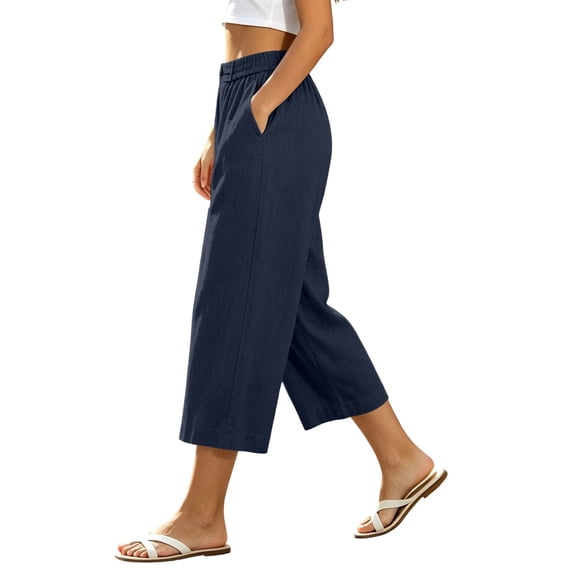 Drovellove Women's Plus Size Casual Cropped Pants with Pockets – Mid-Rise Straight Leg Summer Shorts