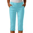 thumbnail image 1 of Drovellove Women's Plus Size Elastic Waist Hiking Pants with Pockets - Stretchy Cropped Pants for Spring and Summer, Regular Fit with Belt Loops for Outdoor Adventures, 1 of 8