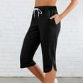 thumbnail image 1 of Drovellove Women's Plus Size High Waisted Elastic Waist Capri Pants with Side Pockets – Solid Color Casual Cropped Pants for Beach Vacation or Weekend Errands, 1 of 8