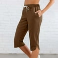 thumbnail image 1 of Drovellove Women's Plus Size High Waisted Elastic Waist Capri Pants with Side Pockets – Solid Color Casual Workout Cropped Pants for Beach Vacation or Active Lifestyle, 1 of 6