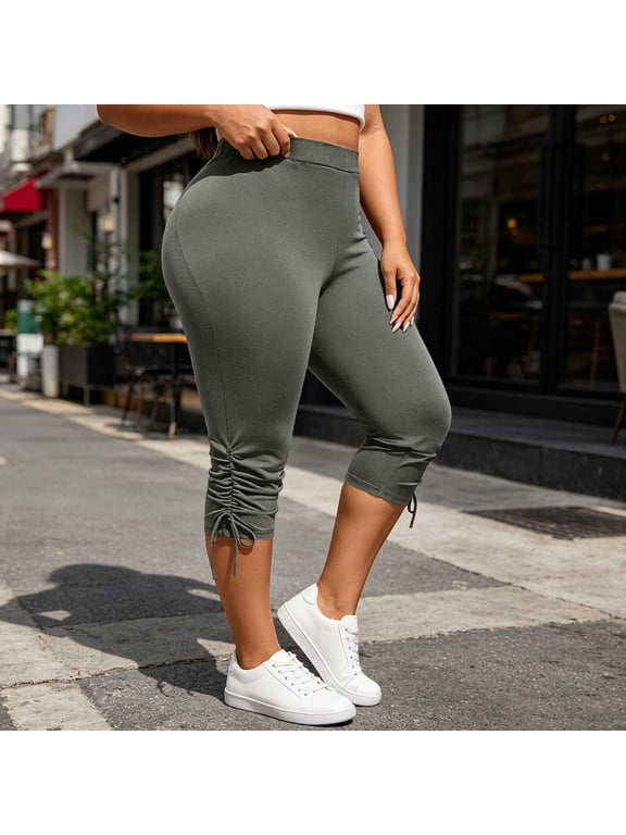 Women's Plus Size Yoga Capri Leggings - High Waisted Compression Pants for Workout, Running & Gym