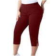thumbnail image 1 of Drovellove Women's Plus Size Yoga Capris – Stretchy High Waisted Crop Pants for Workout, Lounge, or Casual Daily Wear | Soft Solid Color Joggers, 1 of 8