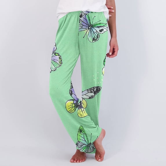 Drovellove Women's Printed Pajama Pants - Cropped Pants Casual Straight Leg Drawstring Elastic Waist Loose Comfy Trousers with Pockets for Lounging or Outdoor Activities