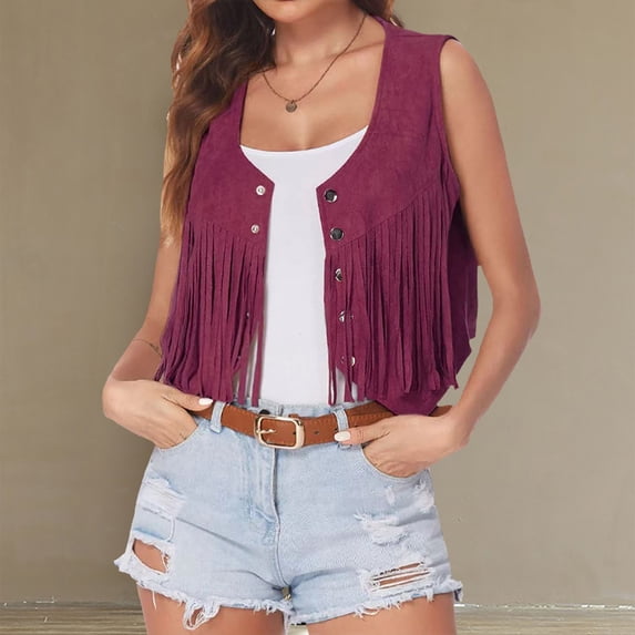 Drovellove Women's Sleeveless Ethnic Jacket Round Neck Vintage Cardigan Solid Layering Coat | Lightweight Polyester Topper for Casual Spring Summer Outfits, Date Nights, and Weekend Brunch