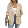 thumbnail image 1 of Drovellove Women's Solid Blazer Business Casual Open Front Long Sleeve Suit Jacket with Pockets - Lightweight Polyester Work Office Layering Piece, 1 of 9