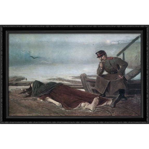 Drowned 40x28 Large Black Ornate Wood Framed Canvas Art by Vasily Perov