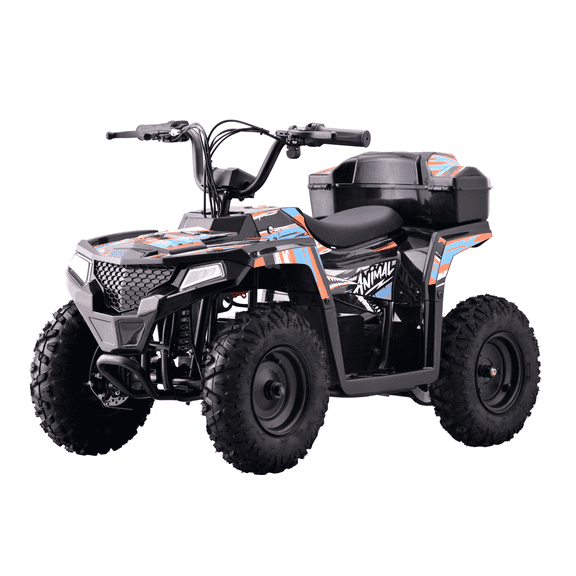 Droyd Animal Electric Youth ATV for Kids – 36V 500W Brushless Motor, LFP Battery, 2-Speed Settings (10/15 MPH), Dual Suspension, Disc Brakes, 2WD Ride-On Quad with Top Case, Ages 6+ - Blue