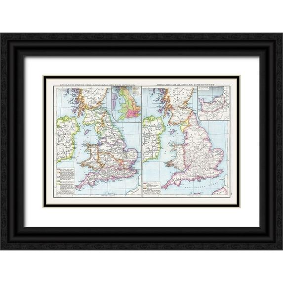 Droysen 14x11 Black Ornate Wood Framed with Double Matting Museum Art Print Titled - Anglo Saxon Kings England - Droysen 1886