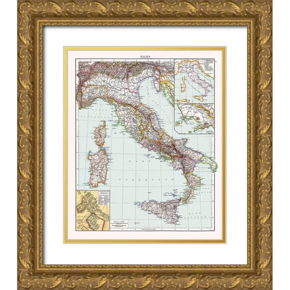 Droysen 15x17 Gold Ornate Wood Framed with Double Matting Museum Art Print Titled - Italy - Droysen 1886