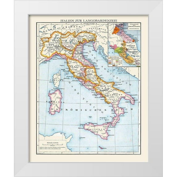 Droysen 15x18 White Modern Wood Framed Museum Art Print Titled - Lombards Italy - Droysen 1886