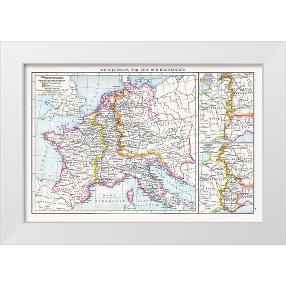 Droysen 18x13 White Modern Wood Framed Museum Art Print Titled - Central Europe Carolingians - Droysen 1886