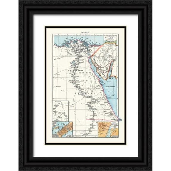 Droysen 23x32 Black Ornate Wood Framed with Double Matting Museum Art Print Titled - Africa Egypt - Droysen 1886