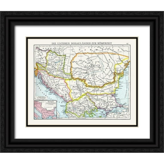 Droysen 24x20 Black Ornate Wood Framed with Double Matting Museum Art Print Titled - Lower Danubian Countries Roman Empire Europe