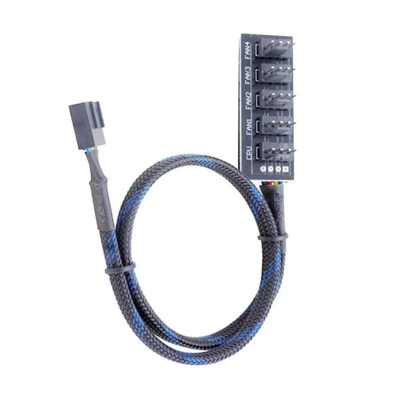 Drrntien 5 Port Sleeved Cable Fan Splitter PWMs Regulation for Desktop Cooling Setups