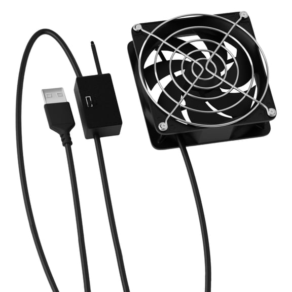 Drrntien 8cm USB Cooling Fan Adjustable Thermostat with 3 Speed Temperature Control