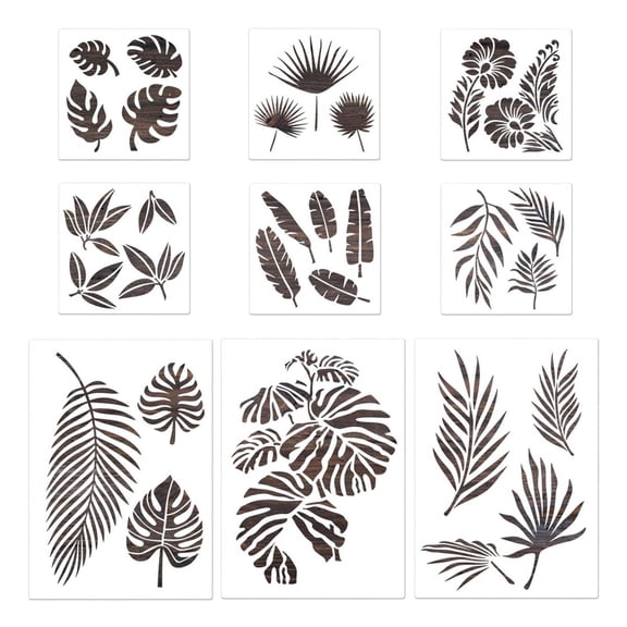 Drrntien 9 Pcs Flower Leaf Stencils Embossing Template Painting Scrapbook Repeatedly Home Decor Album Paper Card DIY Kids Gift