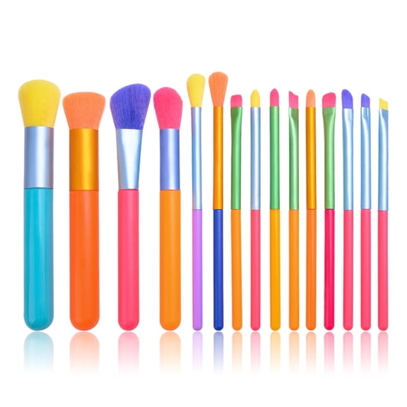 Drrntien Colourful Makeup Brushes Set Kabuki Foundation Blending Face Powder Blush Concealers Eyeshadow Rainbow Make Up Brush Set