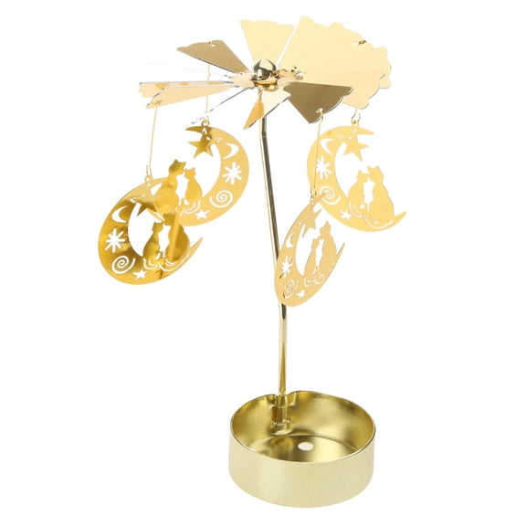 Drrntien Cute Moon for Cat Rotary Candle Holder Spinning Metal Candle Holder Home Decorat