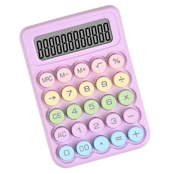 Drrntien Cute Round Button Calculator Mechanical Keypad Calculator with 12Digit Display Calculator for Students and Professional