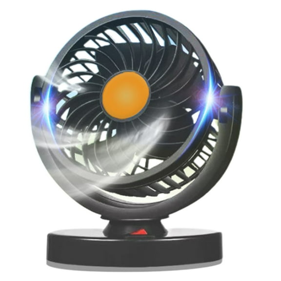 Drrntien Electric Fan Vehicle Mounted Fan 360 Degree Rotation Auto Cooling Fan 2 Speed
