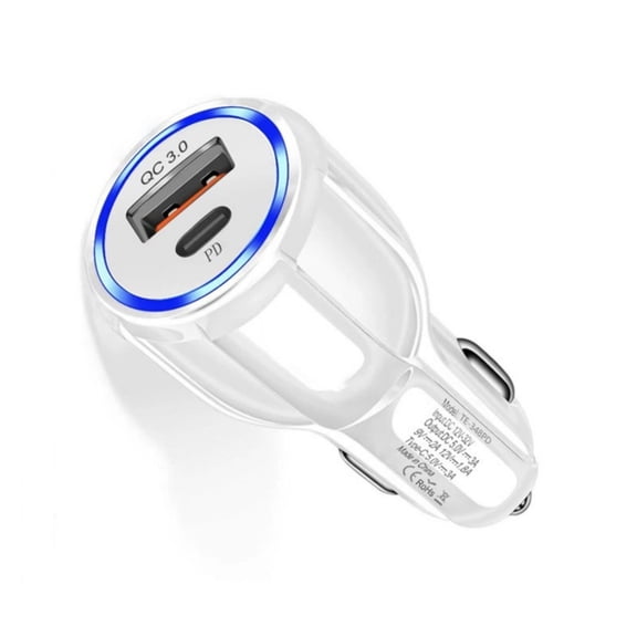 Drrntien High Speed Charging Car Adapter with 1xUSB C and 1xUSB Double Port 30W Total Output for Efficient Device Charging