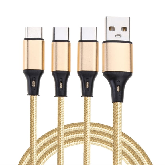 Drrntien Multi USB C Charing Cable, 3 in 1 Charging Cord with 3 Type-C Plug for Mobile