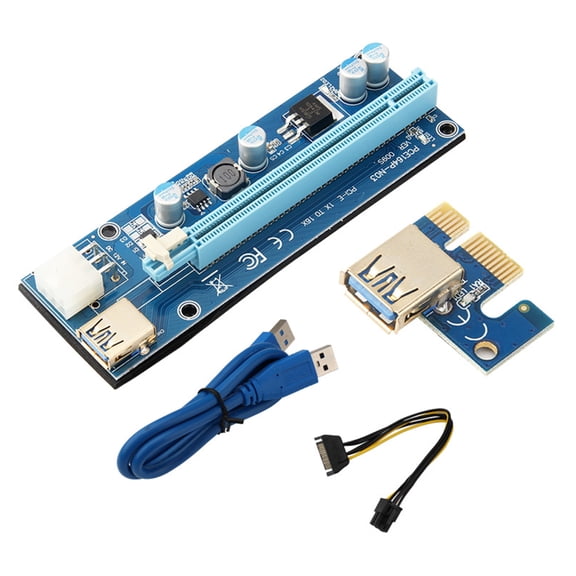 Drrntien PCI-E Riser Card Sata 6p PCIE PCI-E for Express Adapter 1X 16X USB3.0 Extender