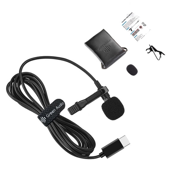 Drrntien Plug and Play Type C Clip On Microphone for Live Video Podcasting 2m Long Cable