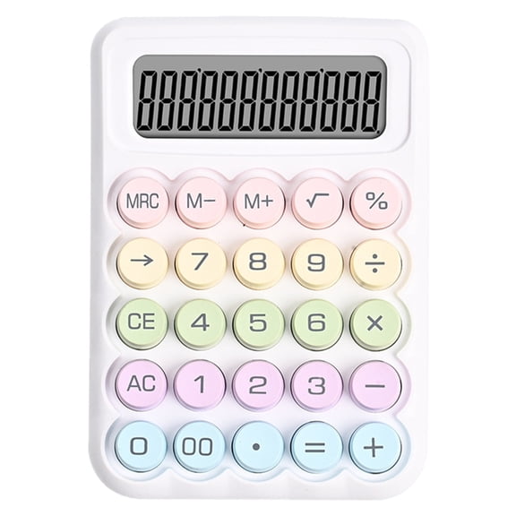 Drrntien Portable 12Digit LCD Calculator Easy to Read Screen Slip Resistant Base Mechanical Keypad Calculator for Various Use
