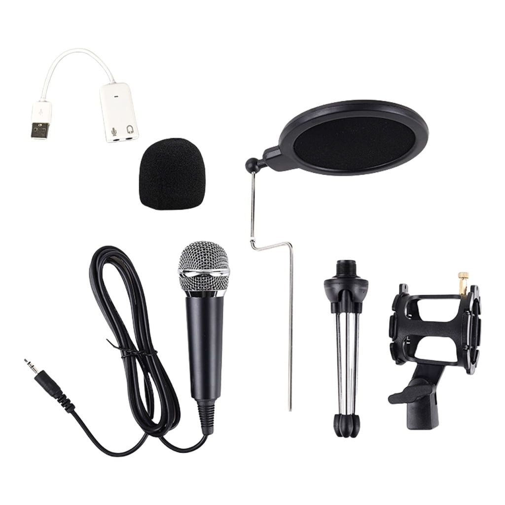 Drrntien Portable Condenser Microphone Set Foam Mic Windscreen for Home Entertainment and Educational Use with Clear Sound Output