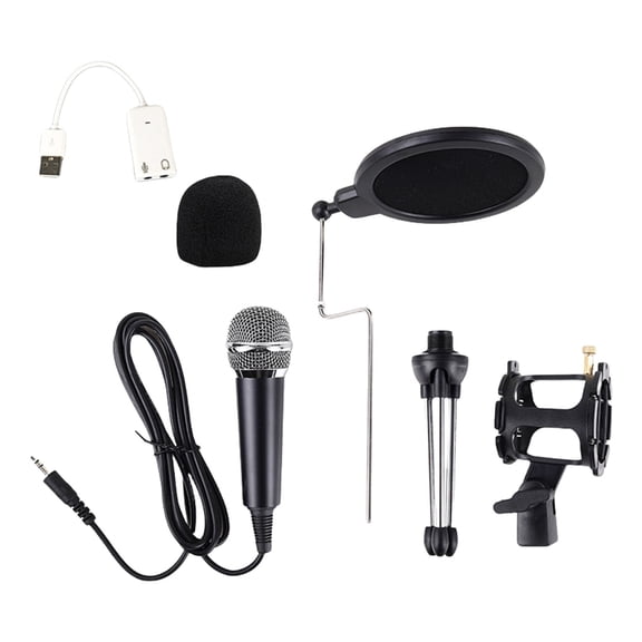 Drrntien Portable Condenser Microphone Set Foam Mic Windscreen for Home Entertainment and Educational Use with Clear Sound Output