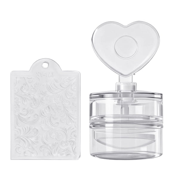 Drrntien Professional Nail Design Stamp Nail Stamper with Scraper Clear Transfer Tool Reusable Heart Flower Option