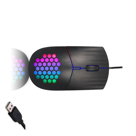 Drrntien Rechargeable Gaming Mouse With 7 Color Dynamic Lighting 1600DPI Precise Tracking