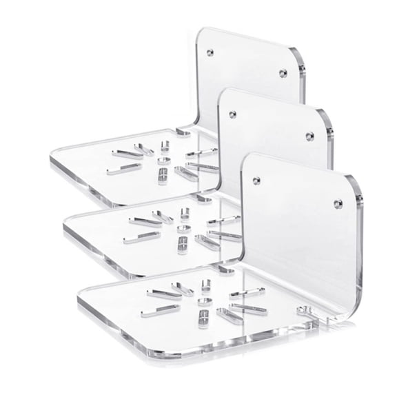 Drrntien Sleek Acrylic Small Speaker Wall Mount Floating Shelf Storage Rack Hassle Free Installation, Cable Management Included