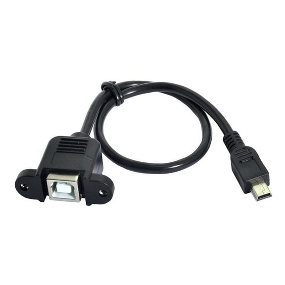 Drrntien USB B Female Printer to Mini USB Male Extension Cable With Panel Mount Screw Hole Connector Mini USB to USB B Cable