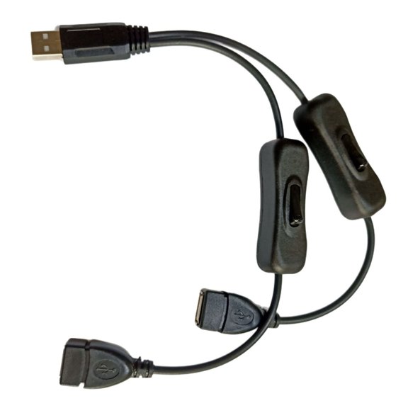Drrntien USB Extension Cable with Two Outputs and Switches for Simplified Power and Data Use 31cm Long