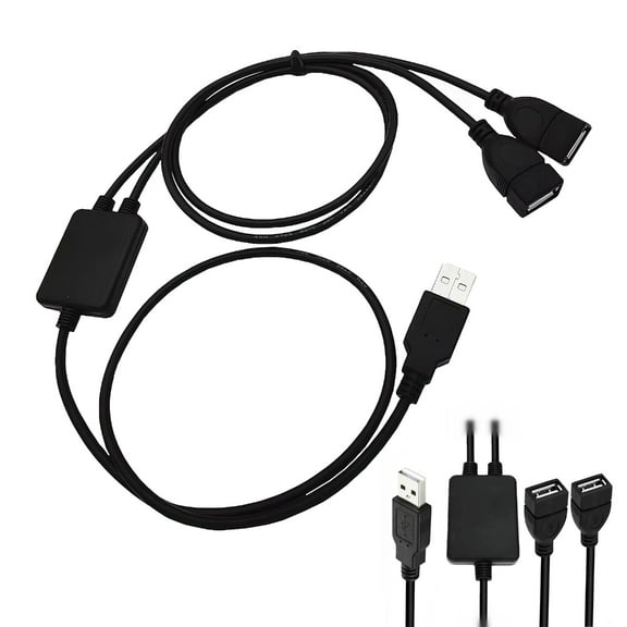 Drrntien Upgraded Double Port USB2.0 Straight Cable Adapter for Charging & Data Transfer